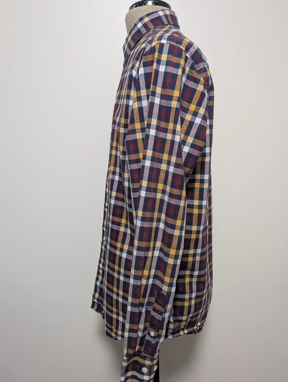 GAP Men's Office Button-Down Shirt - Navy, Burgundy & Mustard Fall Slim Fit